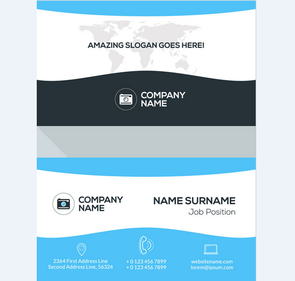 曲線藍灰名片設計